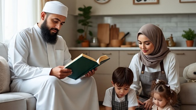 Ilustrasi Keluarga di Rumah Baru (Meta AI)